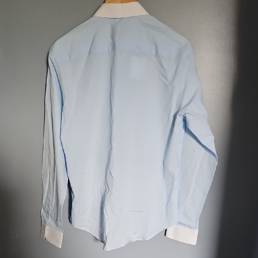 Sandro Light Blue Dress Shirt with White Collar - Picture 12 of 16